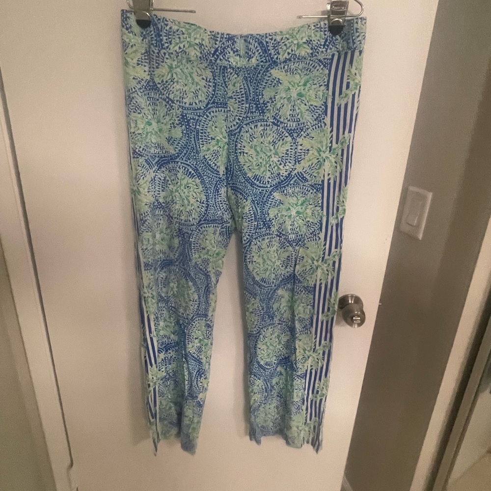 Lilly Pulitzer Bal Harbour Palazzo Pants Bennet Blue Wide Leg Tropic Size Large
